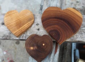 Homemade wooden hearts cut by Lutefisk Woodworking handmade in Port Edwards, WI