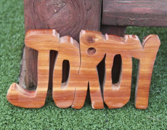 Custom wooden name carvings by Lutefisk Woodworking in Port Edwards, WI