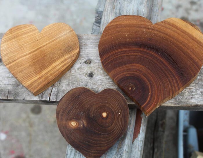 Lutefisk Woodworking custom cut wooden craft hearts made in Port Edwards, WI