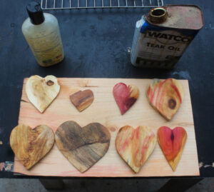 Custom wooden hearts from Lutefisk Woodworking in Port Edwards, WI